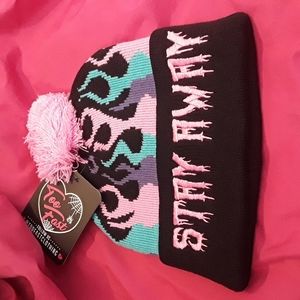 Stay Away Pastel Flames Pom Beanie